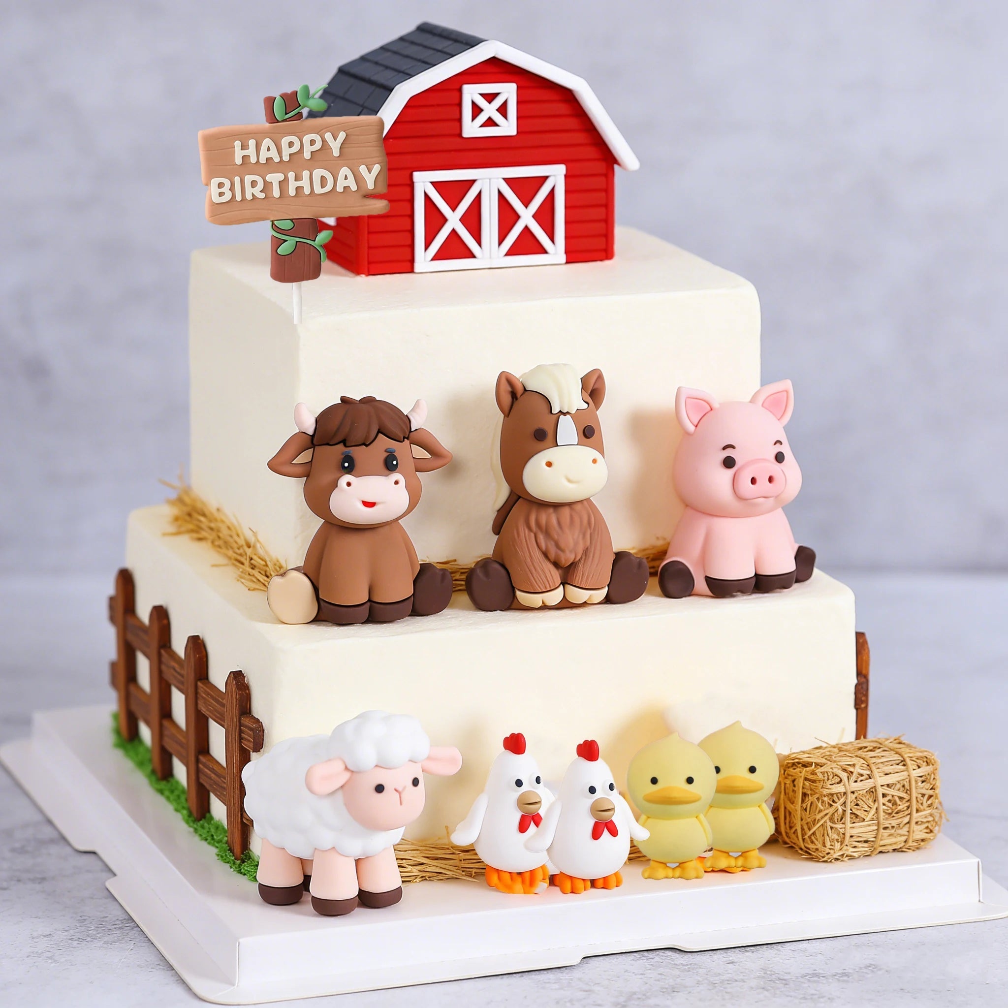 Farm Animal Birthday Theme Cake Dolls Kids Birthday Cake Decoration…