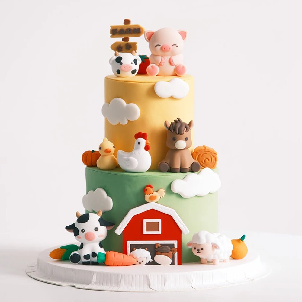 Farm Animal Cake Toppers Set Pig Cow Horse Sheep
