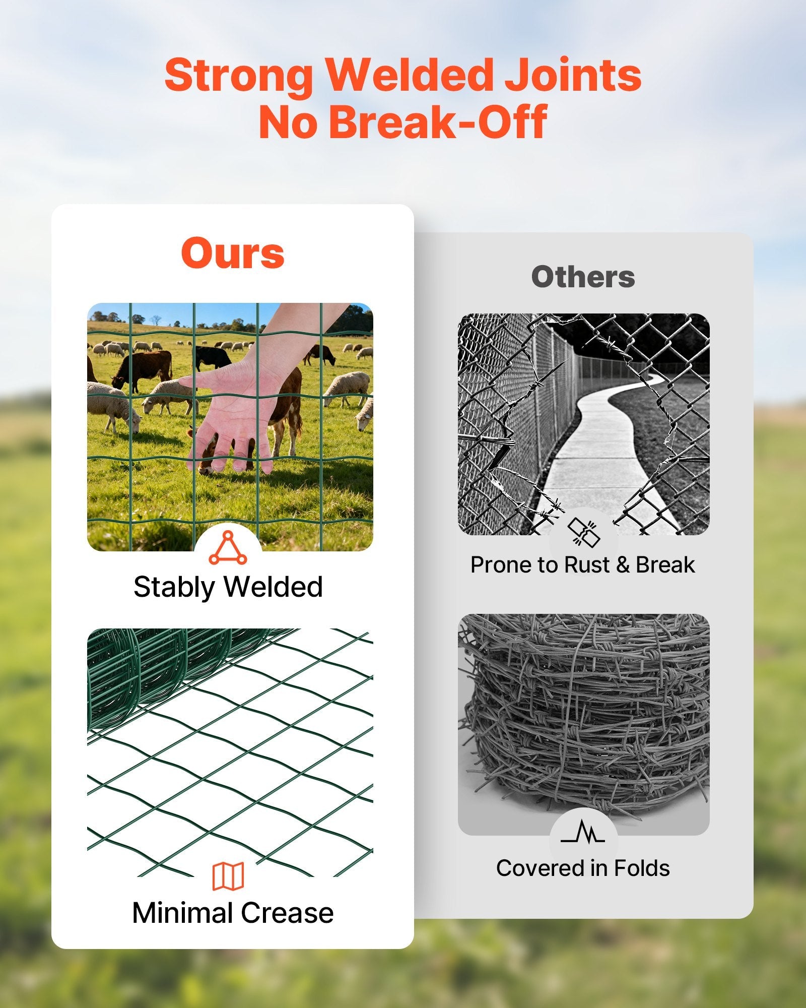 Farm Fence, 39 X 787 In, 4 X 4 In Mesh 2.1mm Galvanized Steel Wire…