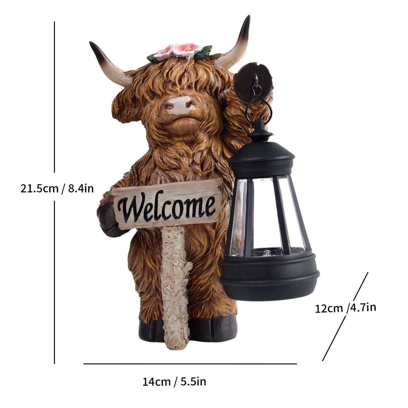 Highland Cattle Solar Lamp Yak Outdoor Garden Courtyard Decoration