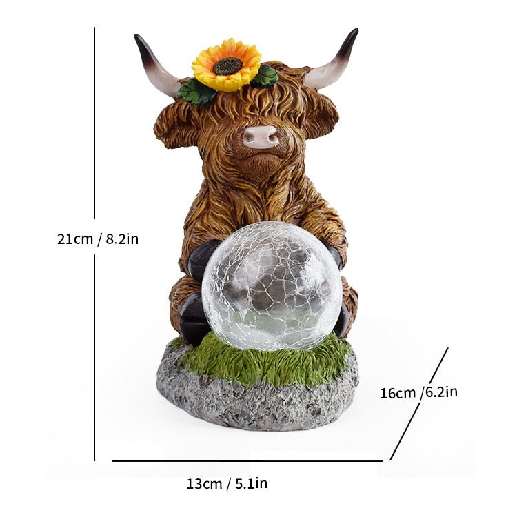 Highland Cattle Solar Lamp Yak Outdoor Garden Courtyard Decoration