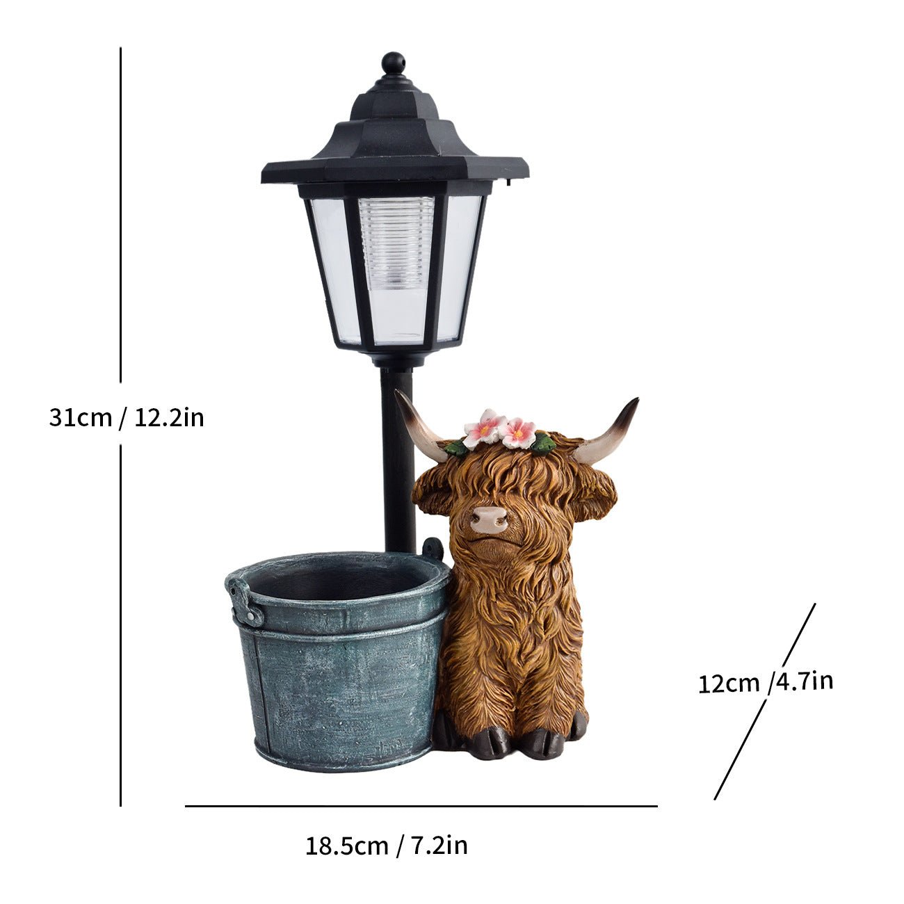 Highland Cattle Solar Lamp Yak Outdoor Garden Courtyard Decoration