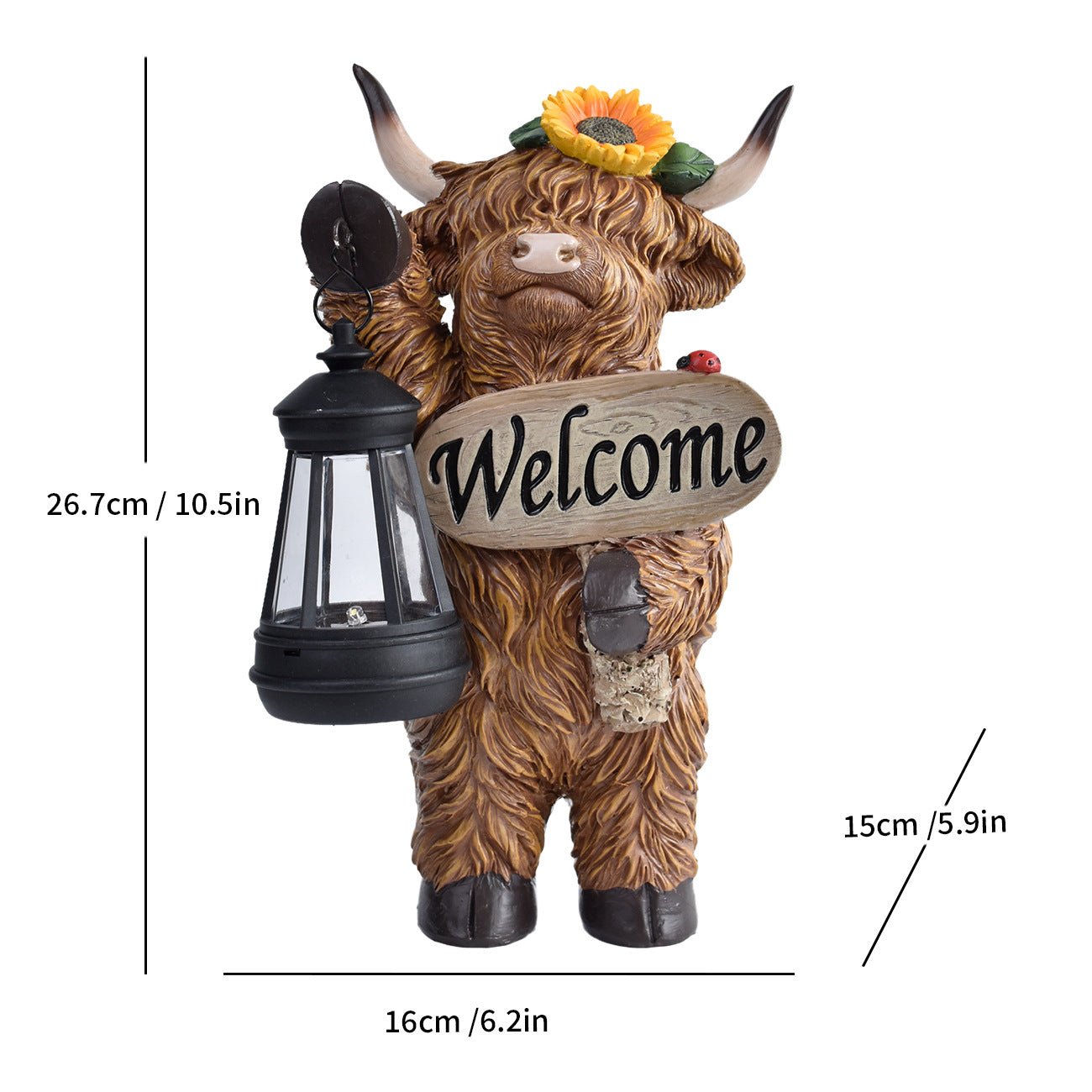 Highland Cattle Solar Lamp Yak Outdoor Garden Courtyard Decoration