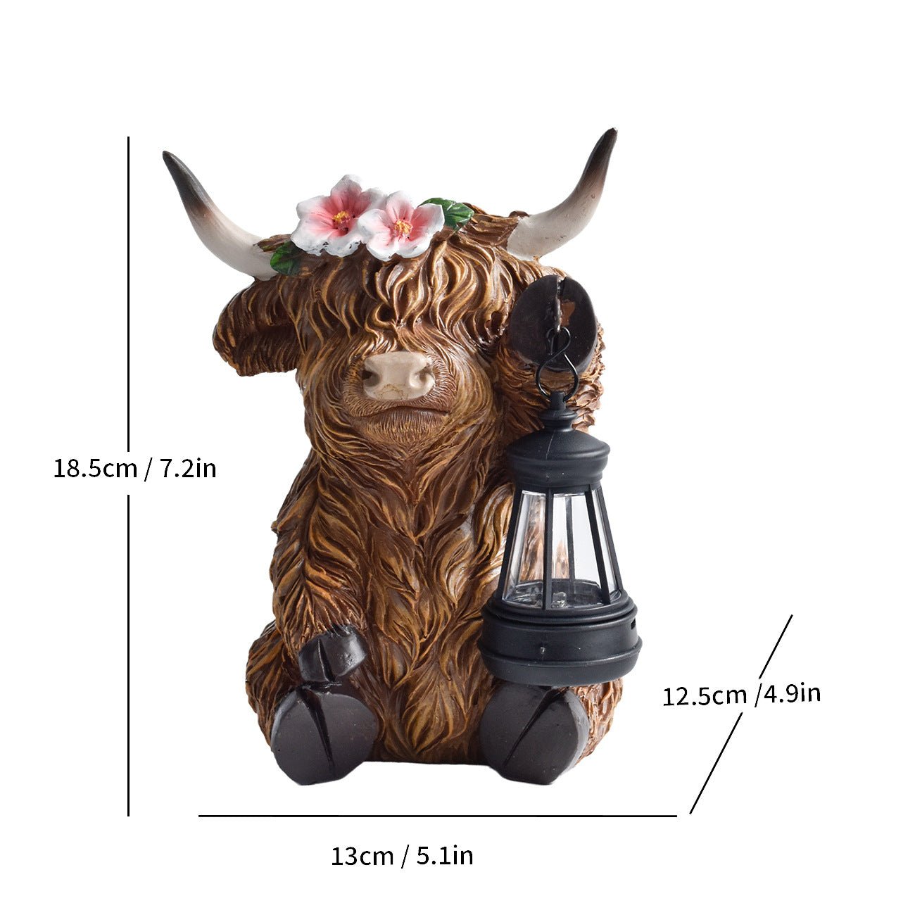 Highland Cattle Solar Lamp Yak Outdoor Garden Courtyard Decoration