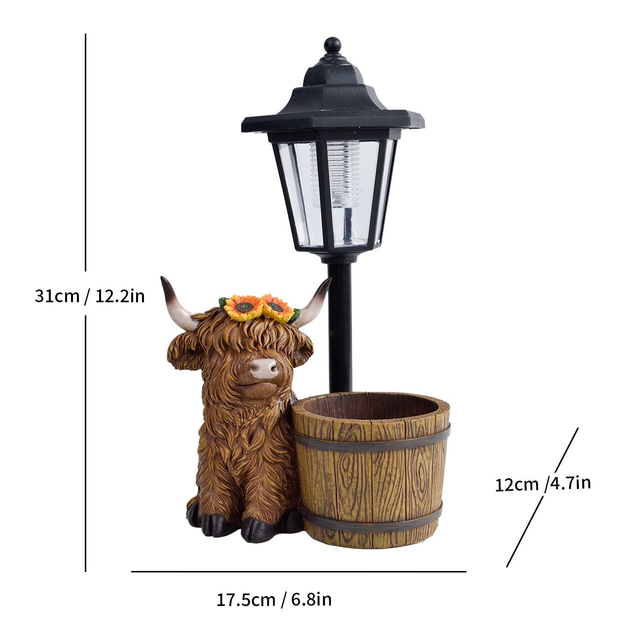Highland Cattle Solar Lamp Yak Outdoor Garden Courtyard Decoration
