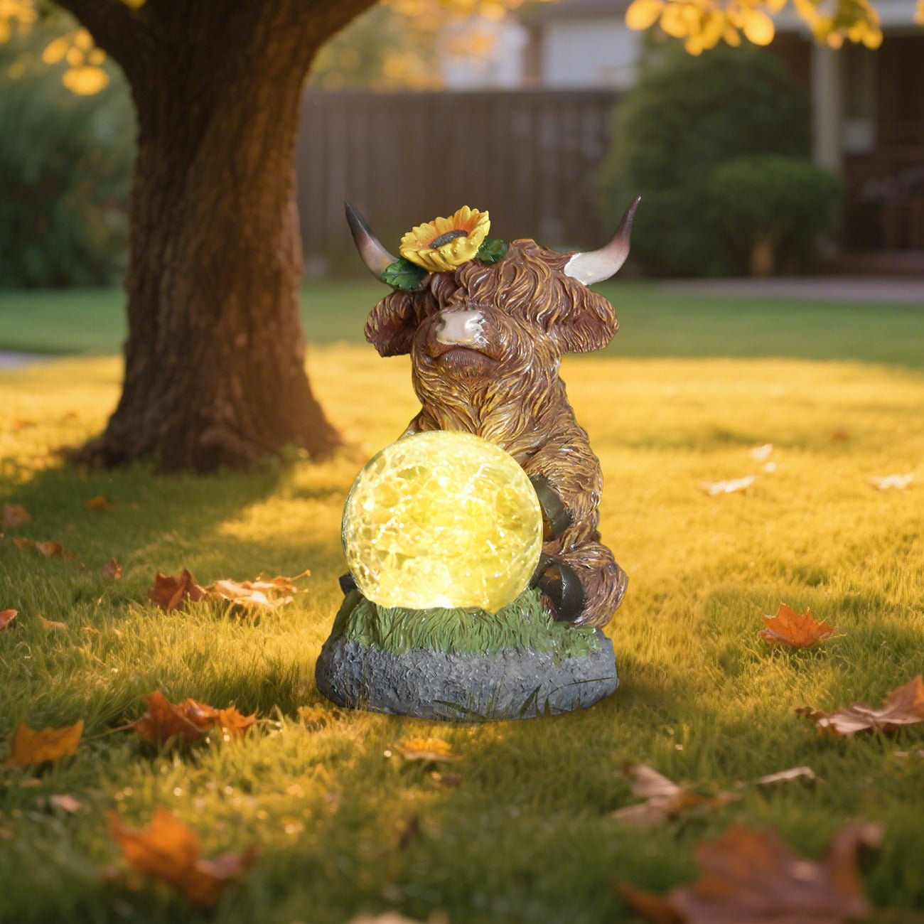 Highland Cattle Solar Lamp Yak Outdoor Garden Courtyard Decoration
