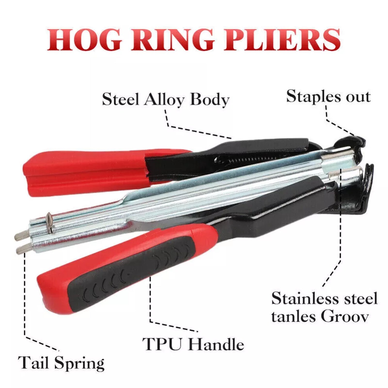 Hog Ring Pliers Kit C-type With 2500pcs Nails Spring C7 Hog Rings Gun…