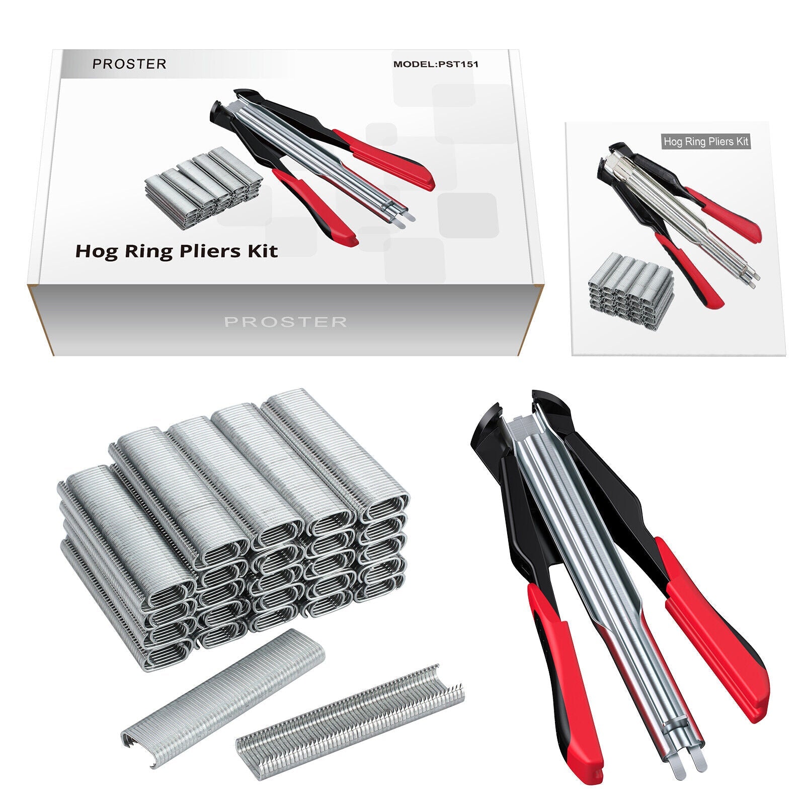 Hog Ring Pliers Kit C-type With 2500pcs Nails Spring C7 Hog Rings Gun…